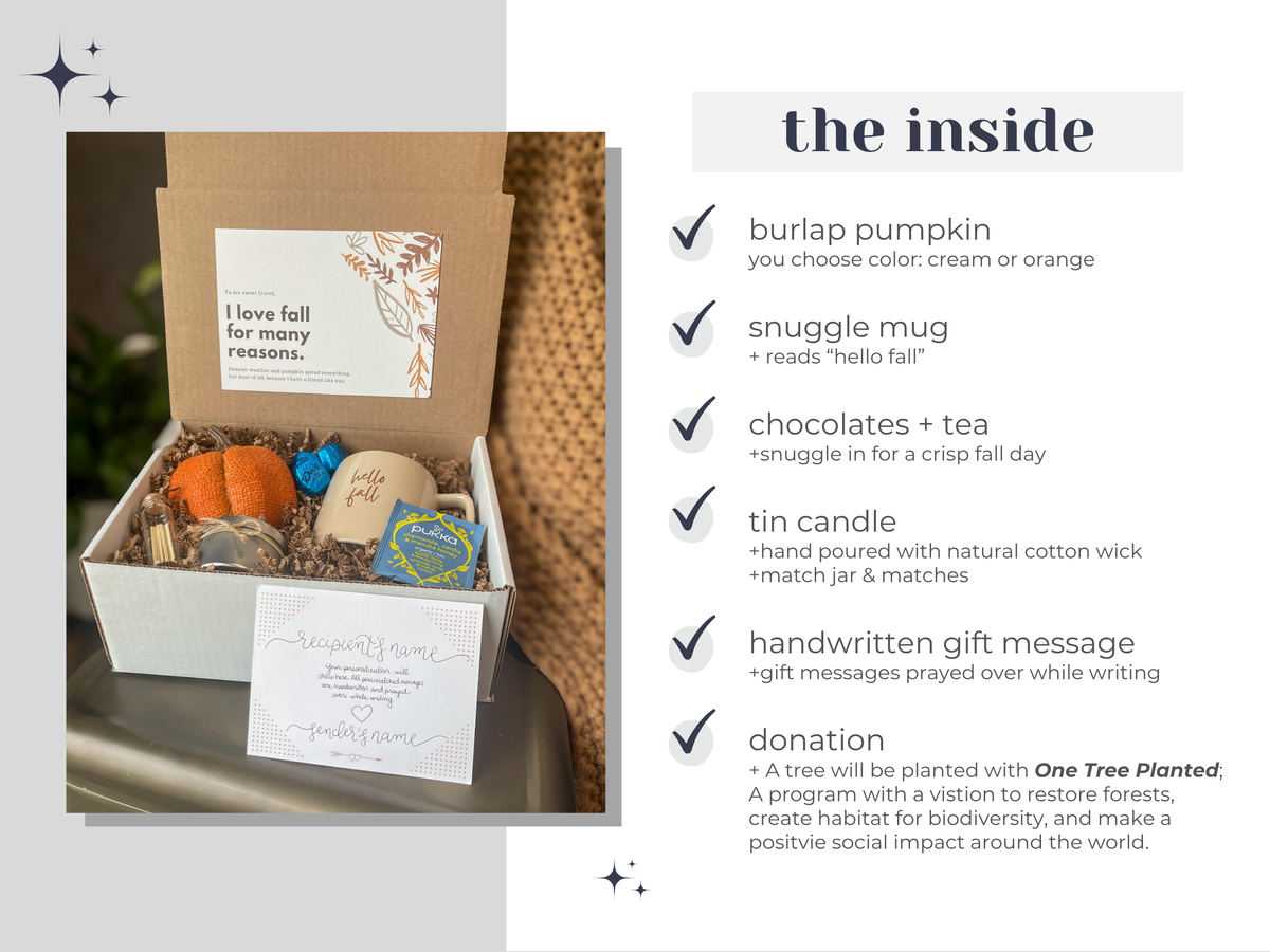 Fall Care Package for Women | Thinking of You Gift Box | Friendship Gift | Cozy Autumn Self Care Gift | Pumpkin Gift