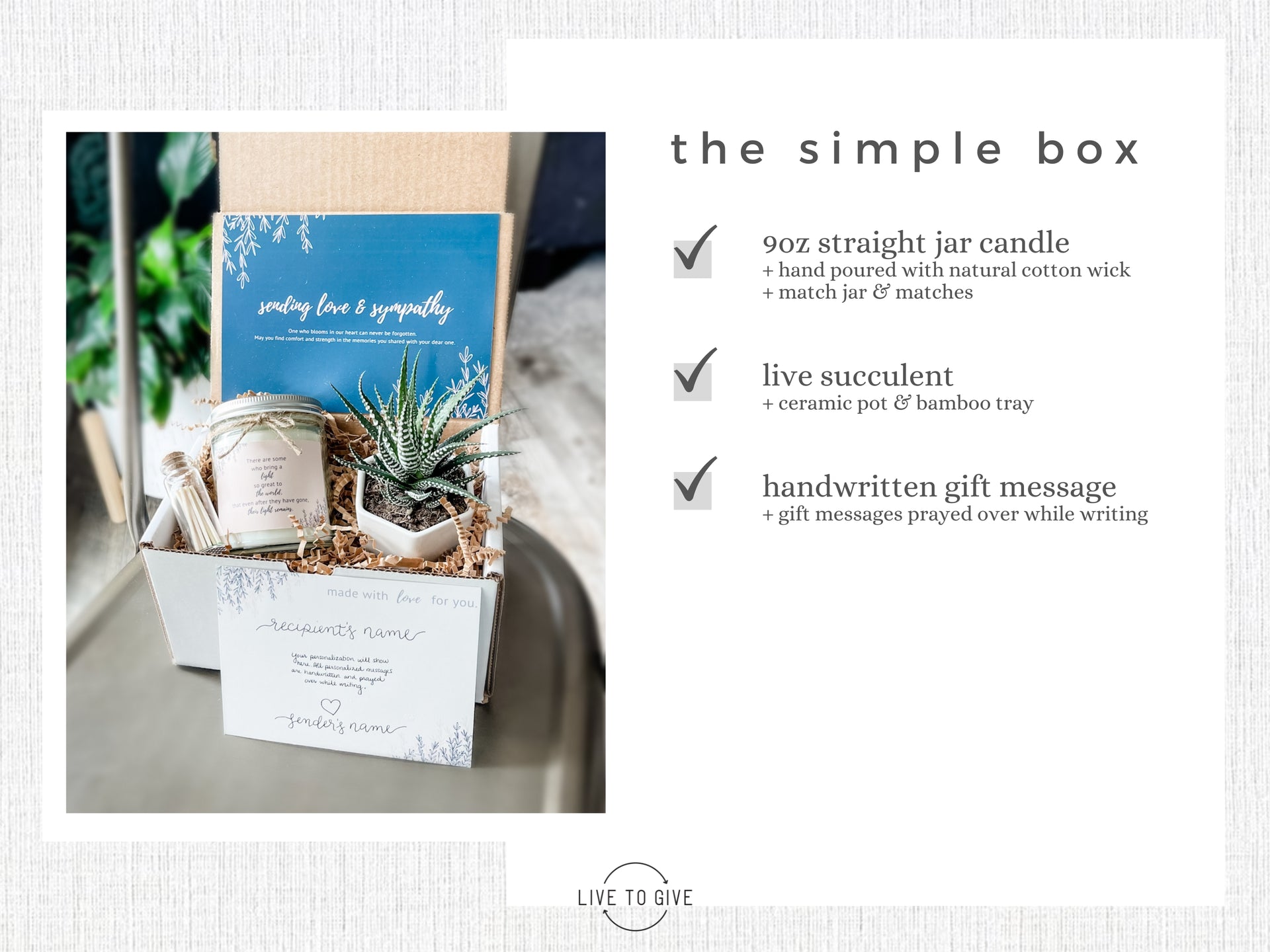 sympathy succulent gift Sympathy Care Package – Live to Give